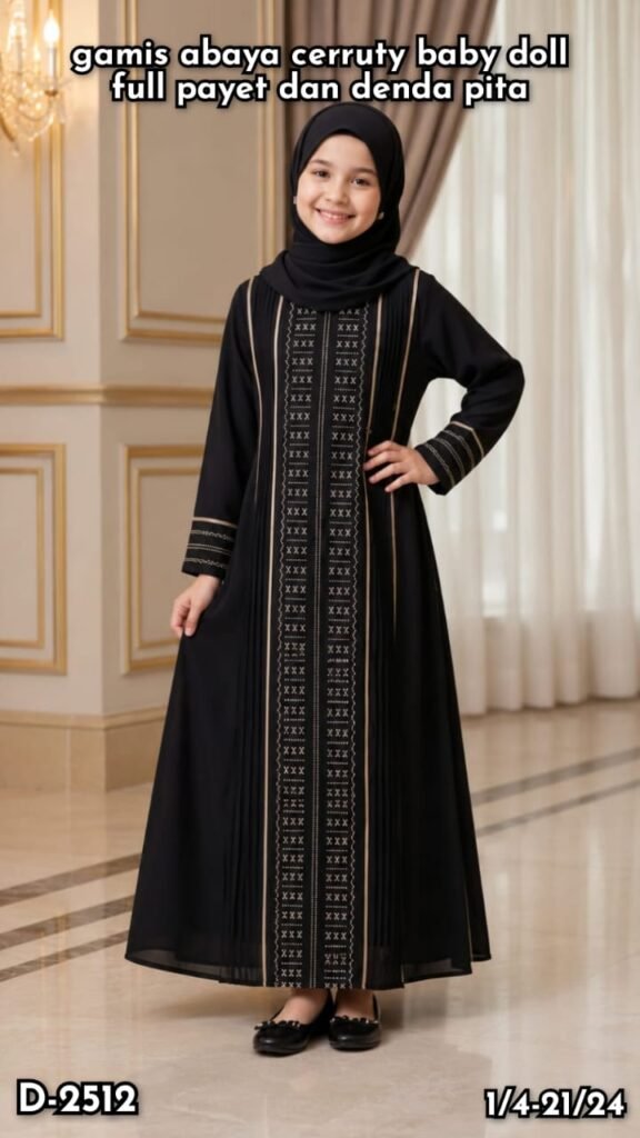 D-2512 GAMIS ABAYA CERUTY BABYDOLL FULL PAYET