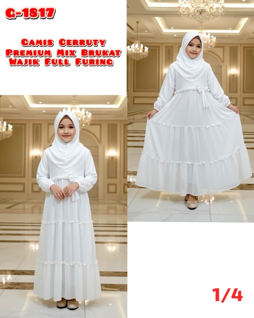 KODE BARANG G-1817 GAMIS CERUTY  MIX BRUKAT FULL FURING