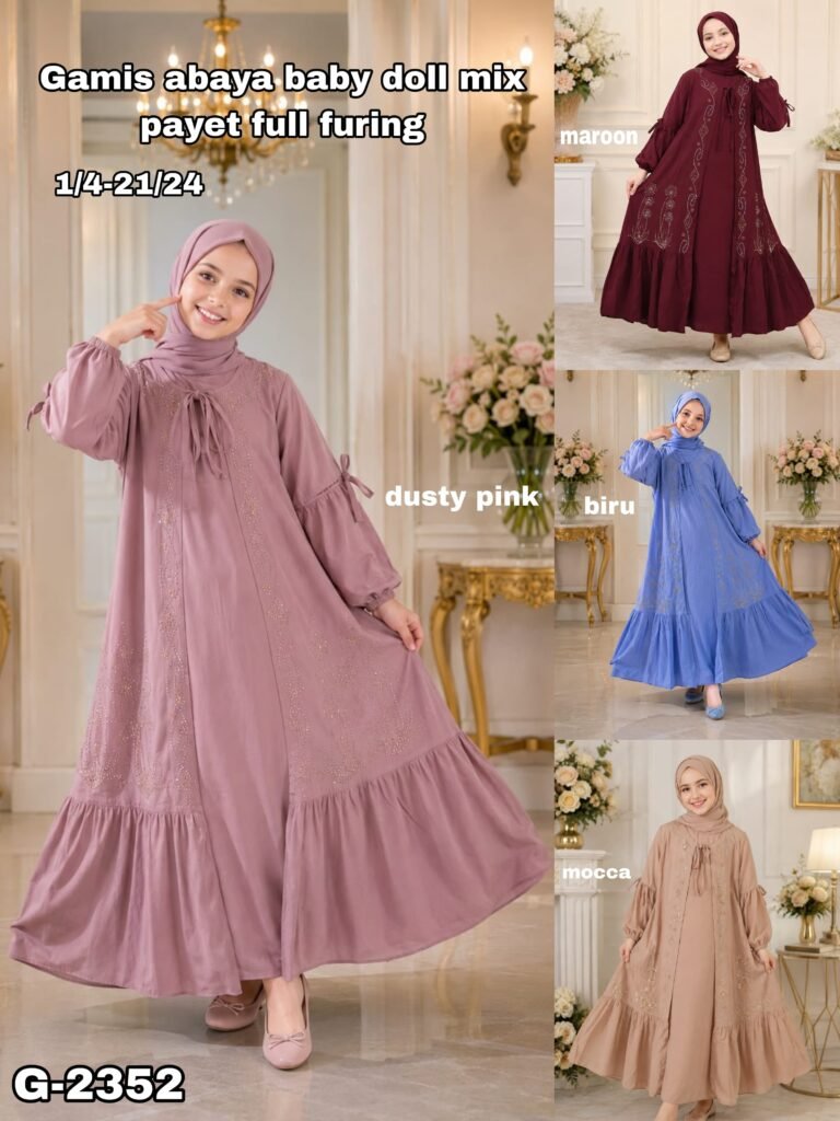 G-2352 GAMIS ABAYA BABYDOLL MIX PAYET FULL FURING