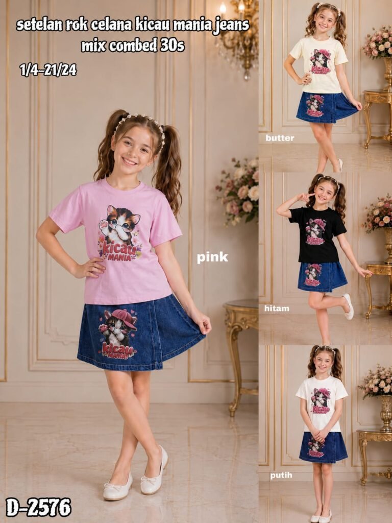D-2576 STELAN ROK CELANA KICAU MANIA JEANS COMBED 30S