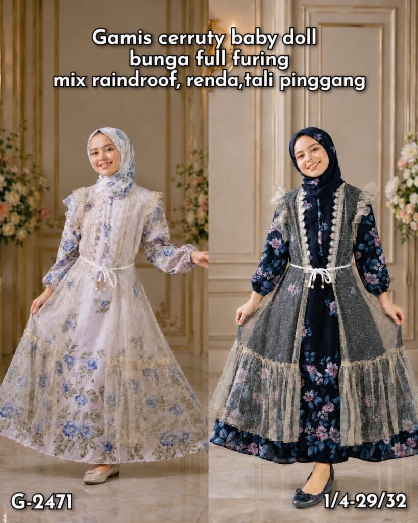 KODE BARANG G-2471 GAMIS CERUTY BABYDOLL MIX TALI PINGGANG