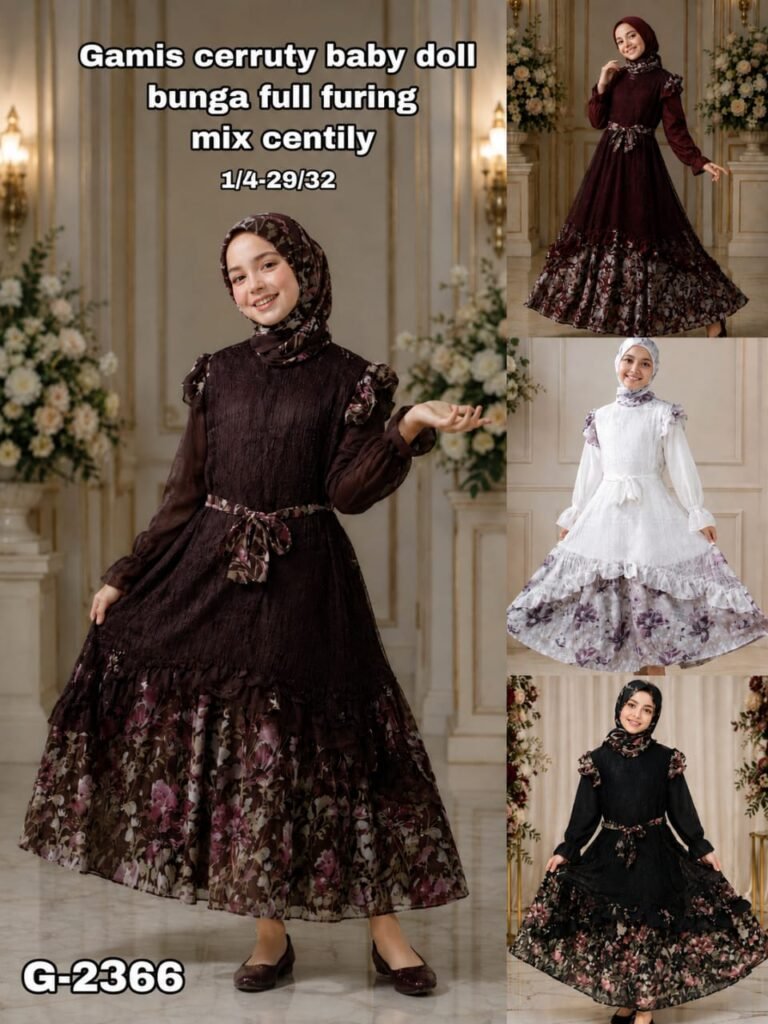 KODE BARANG G-2366 GAMIS CERUTY BABYDOLL FULL FURING