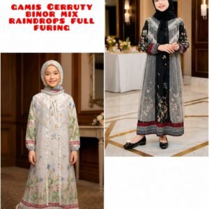 KODE BARANG G-2439 GAMIS CERUTY BINOR MIX RAINDROPS FULL FURING