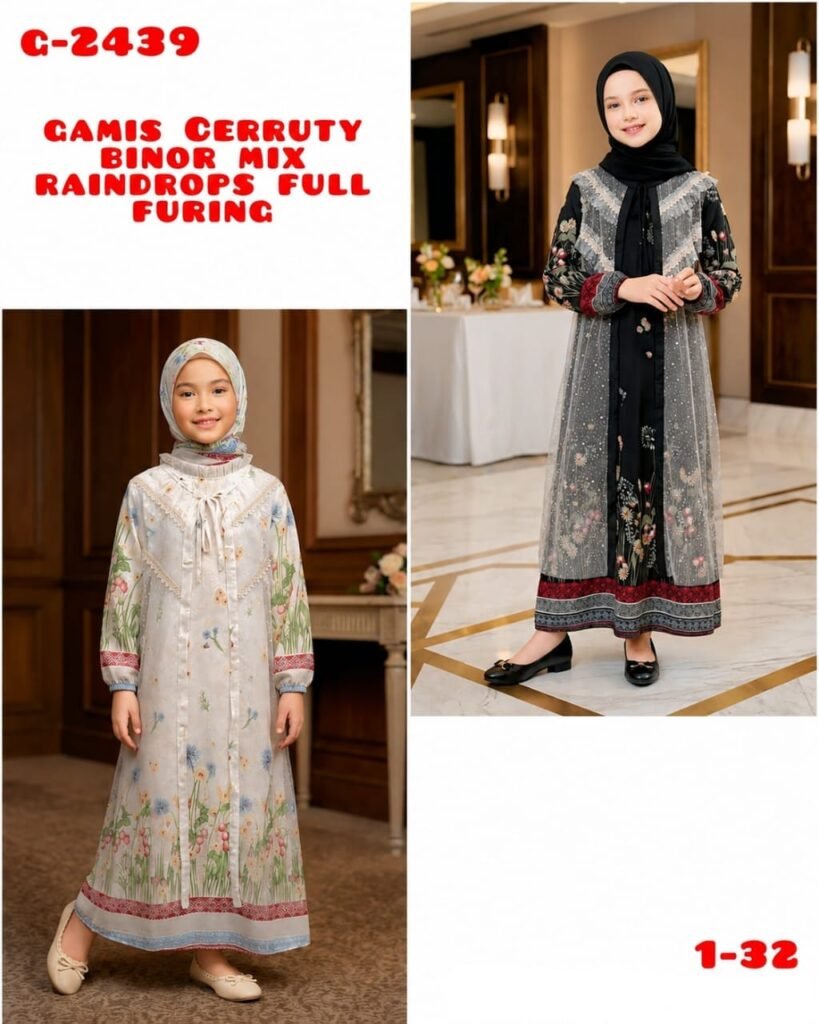 KODE BARANG G-2439 GAMIS CERUTY BINOR MIX RAINDROPS FULL FURING