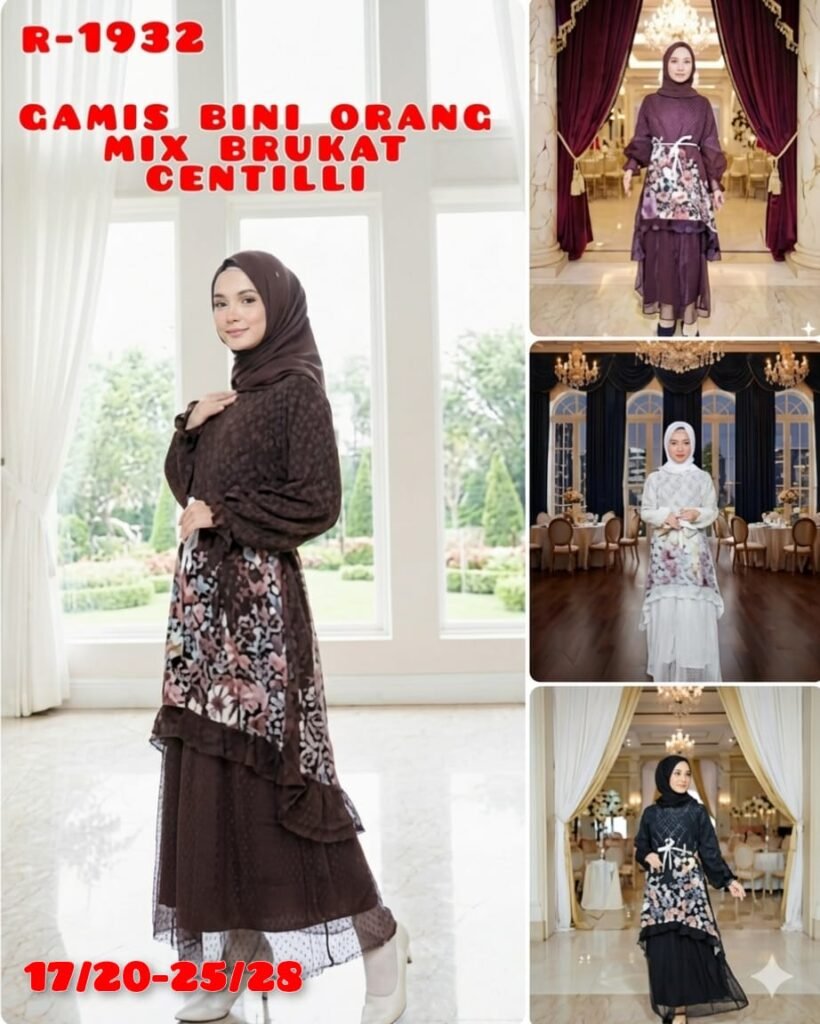 KODE BARANG R-1932 GAMIS BINOR MIX BRUKAT CENTILY