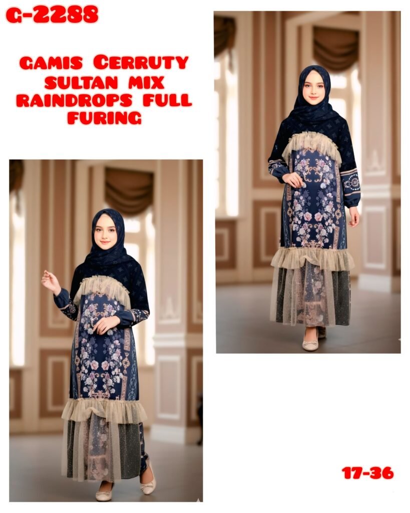 KODE BARANG G-2288 GAMIS CERUTY SULTAN MIX RAINDROPS FULL