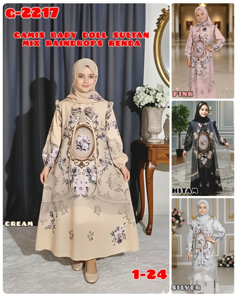 KODE BARANG G-2217 GAMIS BABYDOLL SULTAN MIX RAINDROPS RENDA
